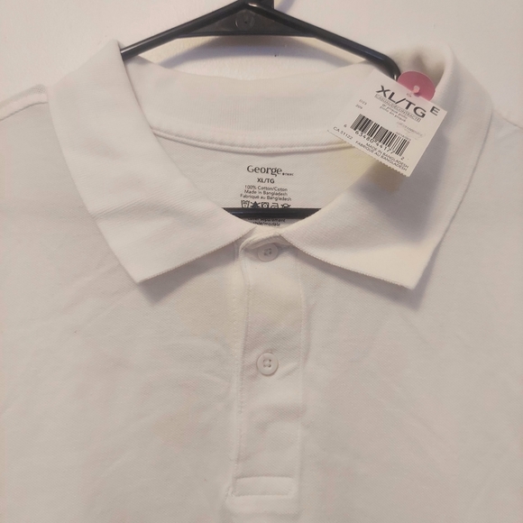💥3/$25💥 NWT George Short Sleeve White Polo Shirt Top size XL - Picture 3 of 5